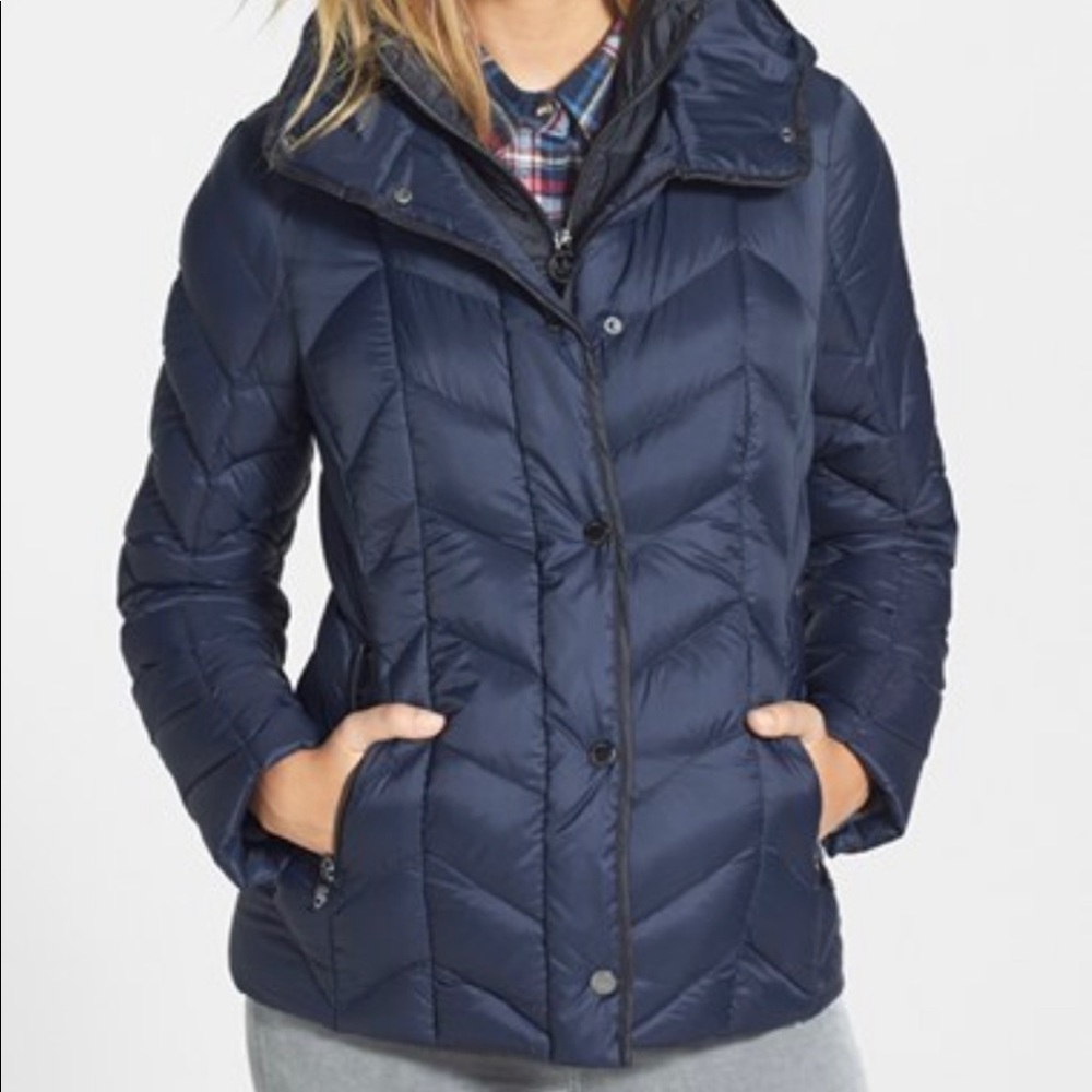 Michael Kors Packable Puffer Jacket Navy Blue Size